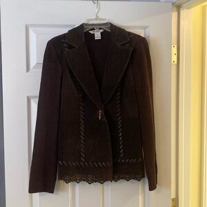 Nygard Collection Brown Suede and knit jacket size small 6-8 Petite